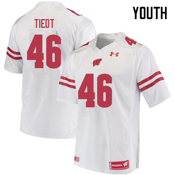 Wisconsin Badgers Youth #46 Hegeman Tiedt NCAA Under Armour Authentic White College Stitched Football Jersey GX40D77YY